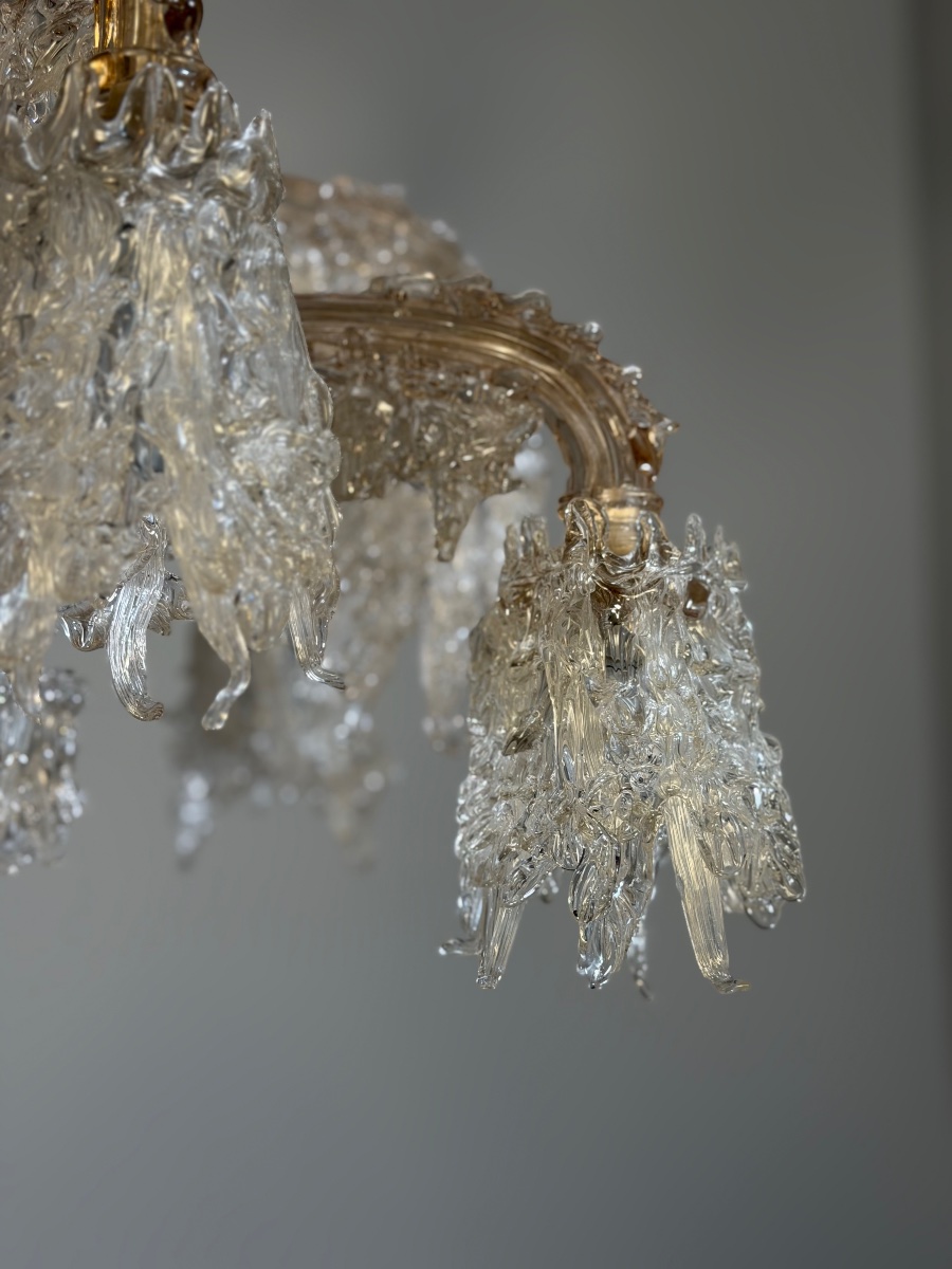 “hiverno” Chandelier, Model No. 136, F.lli Toso, 12 Light Arms, 1924-photo-7