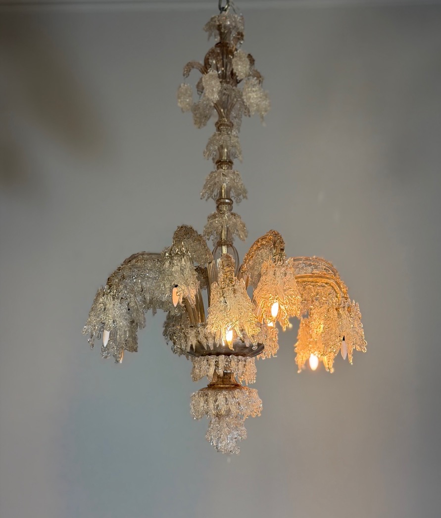 “hiverno” Chandelier, Model No. 136, F.lli Toso, 12 Light Arms, 1924-photo-8