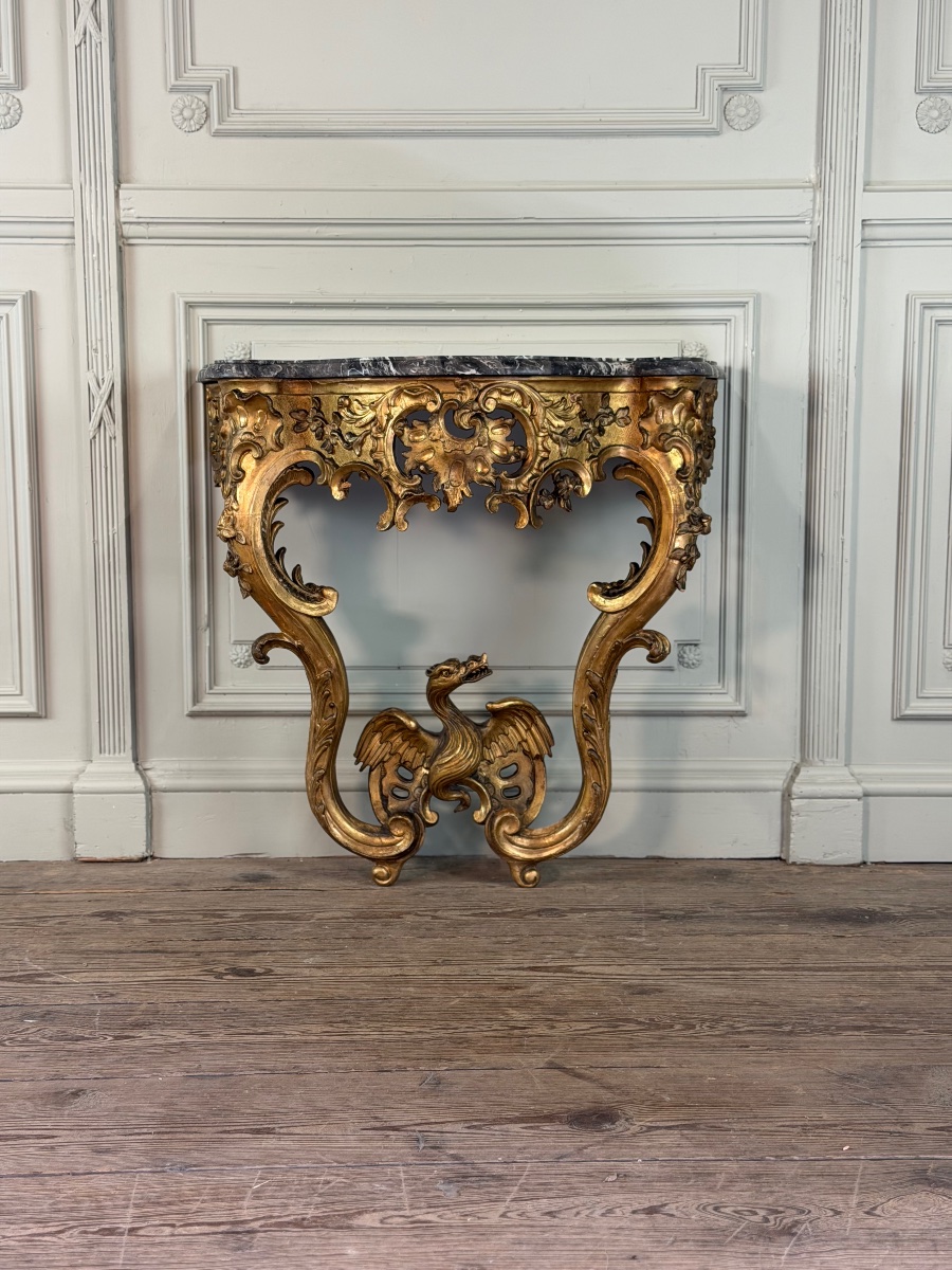 Console Régence au dragon, bois sculpté et doré, Paris vers 1720-photo-2
