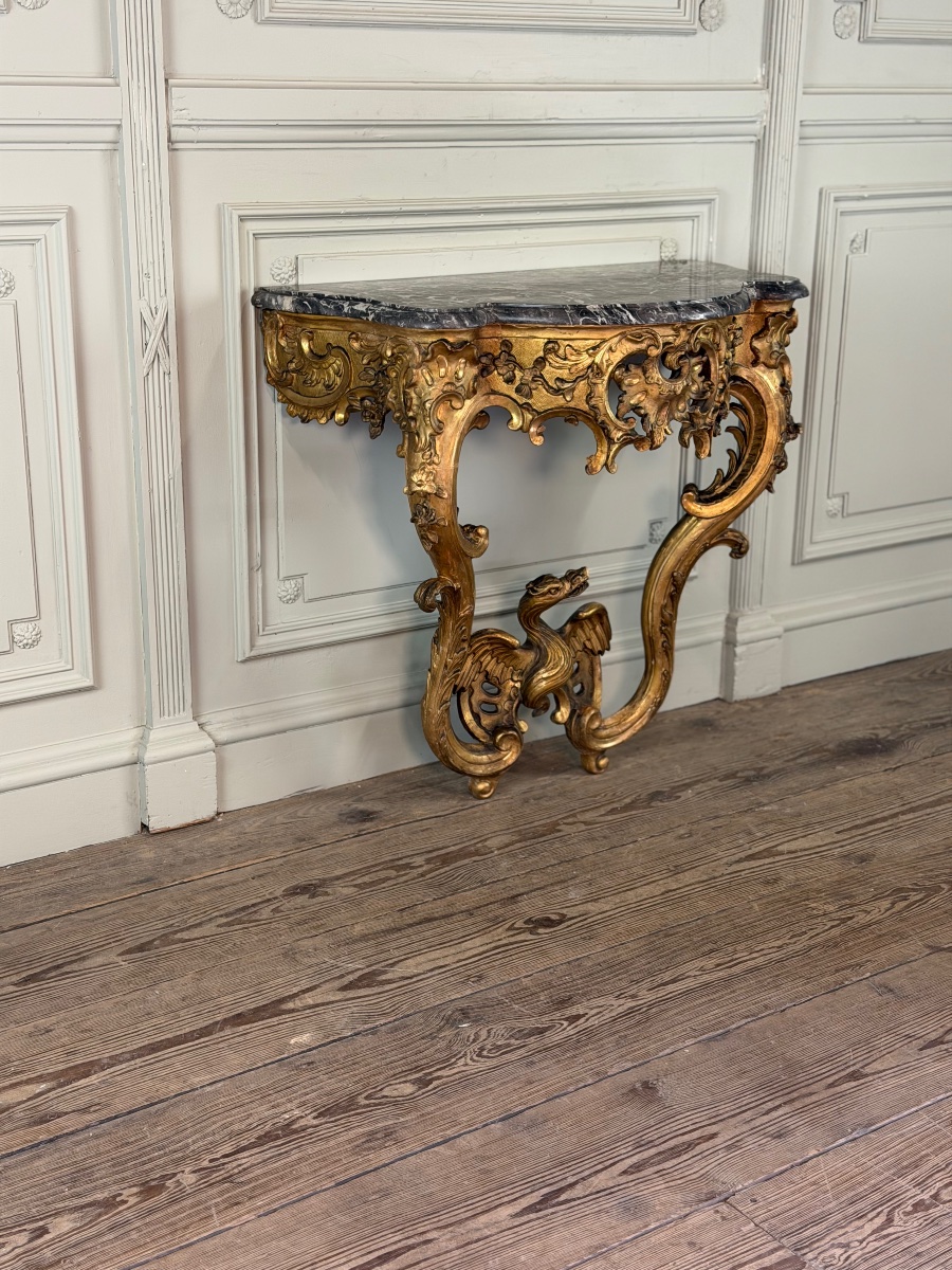Console Régence au dragon, bois sculpté et doré, Paris vers 1720-photo-2