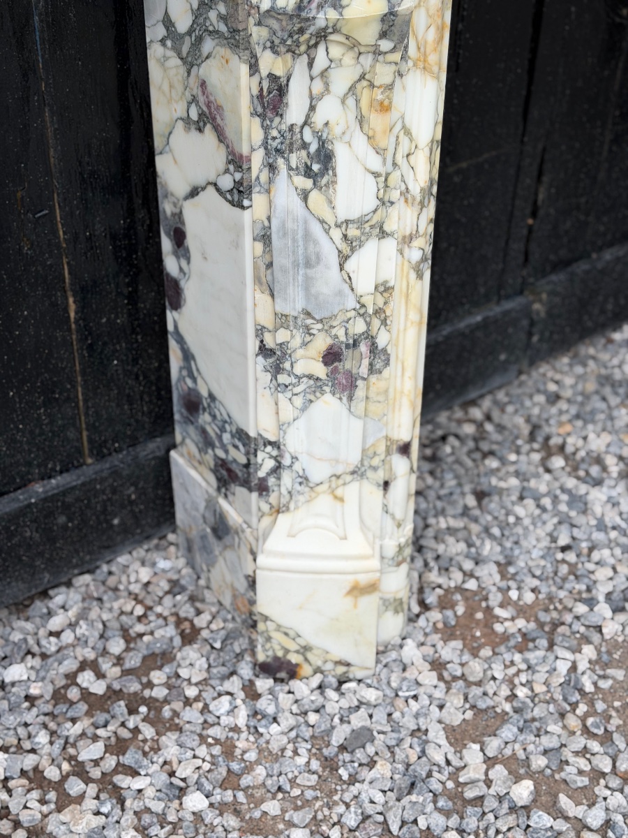 Louis XV-style Fireplace In Violet Breccia Marble, Circa 1880-photo-2