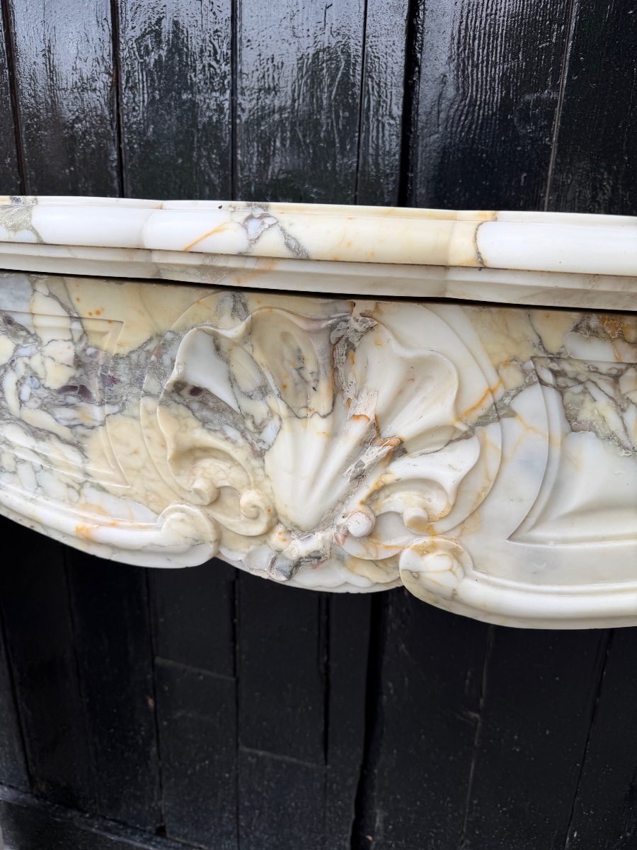 Louis XV-style Fireplace In Violet Breccia Marble, Circa 1880-photo-4