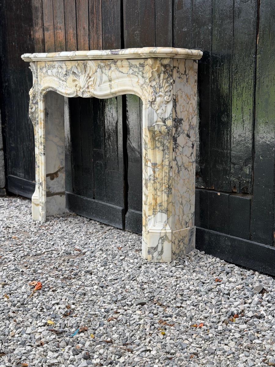 Louis XV-style Fireplace In Violet Breccia Marble, Circa 1880-photo-2