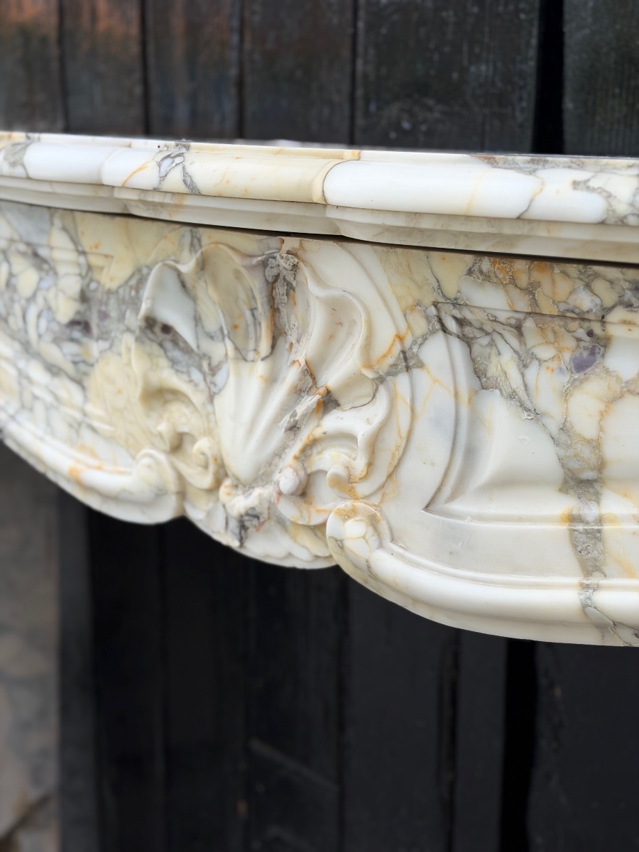 Louis XV-style Fireplace In Violet Breccia Marble, Circa 1880-photo-6