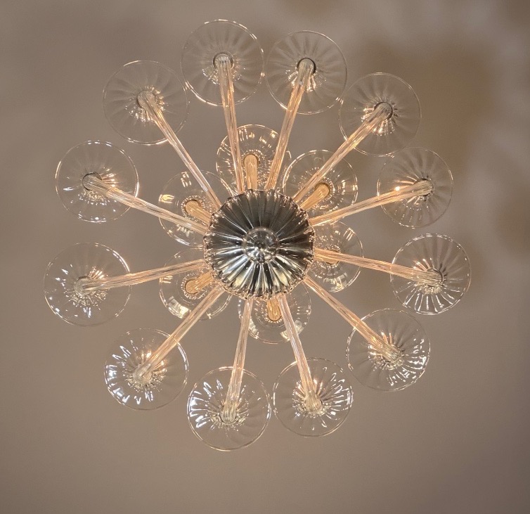 Venetian Chandelier Made Of Clear Murano Glass, 18 Light Arms, Circa 1990-photo-3