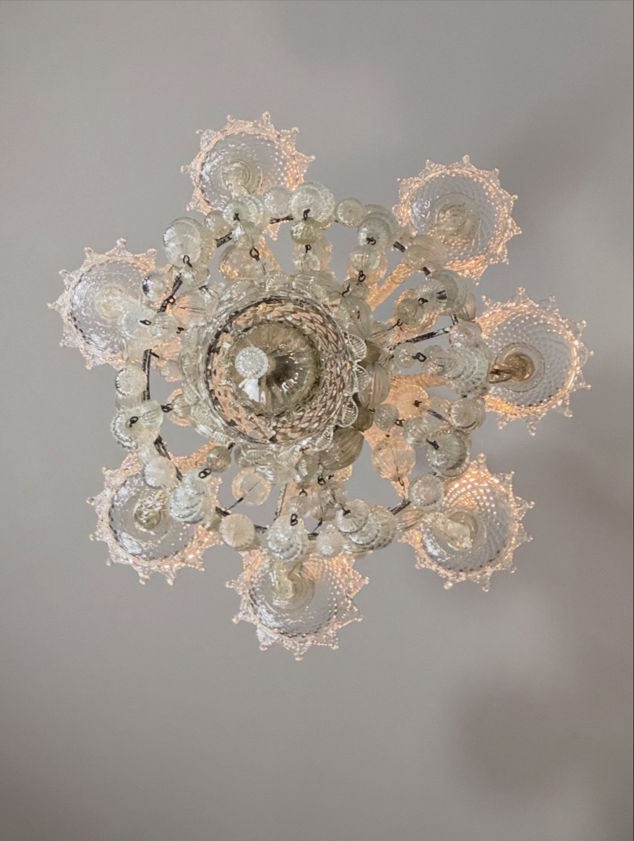 Murano Sac De Perles  Glass  Chandelier, Venice, Circa 1900-photo-4