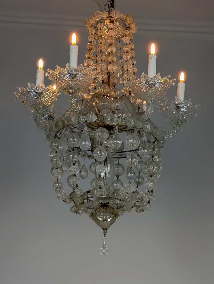 Murano Sac De Perles  Glass  Chandelier, Venice, Circa 1900-photo-1