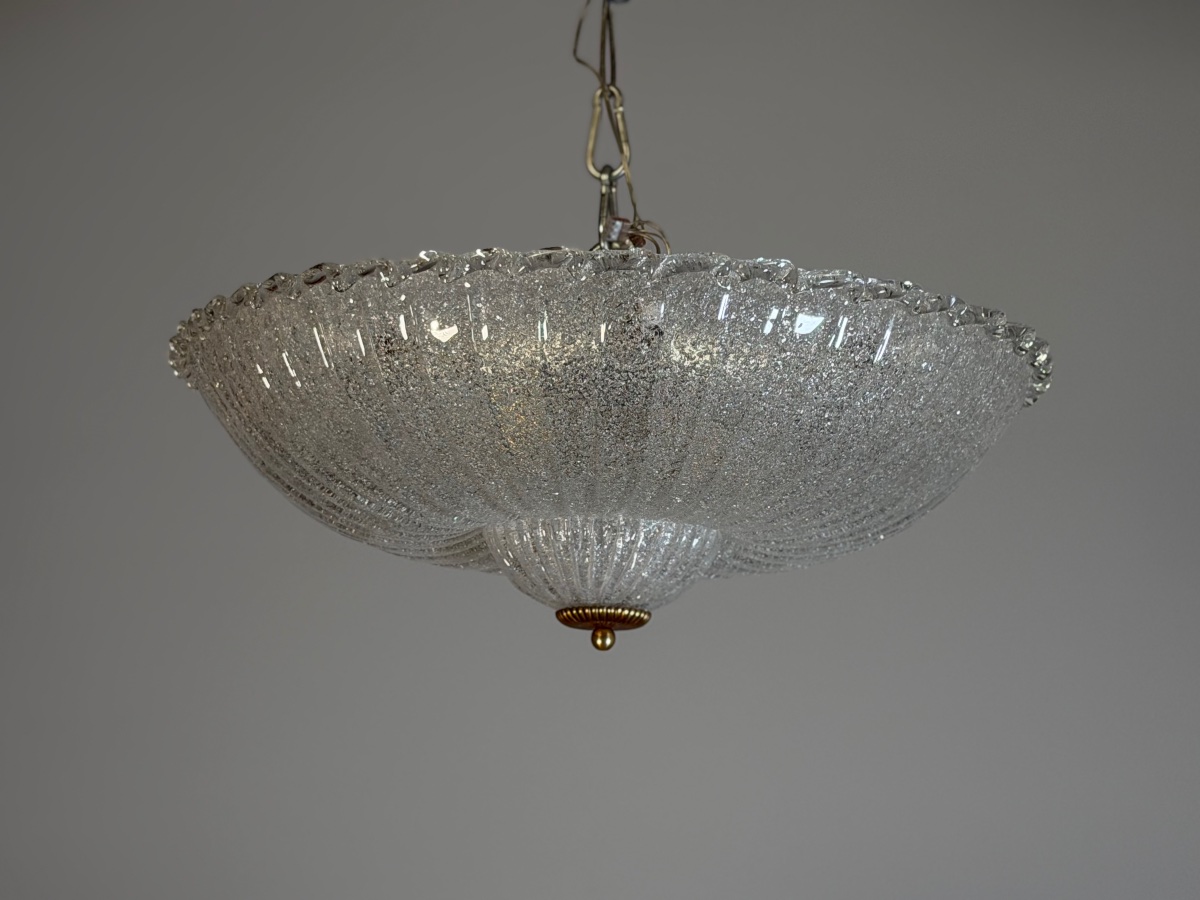 Lustre plafonnier vénitien en verre de Murano, vers 1940-photo-2