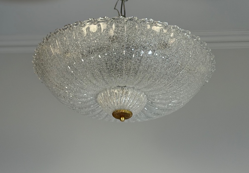 Lustre plafonnier vénitien en verre de Murano, vers 1940-photo-3