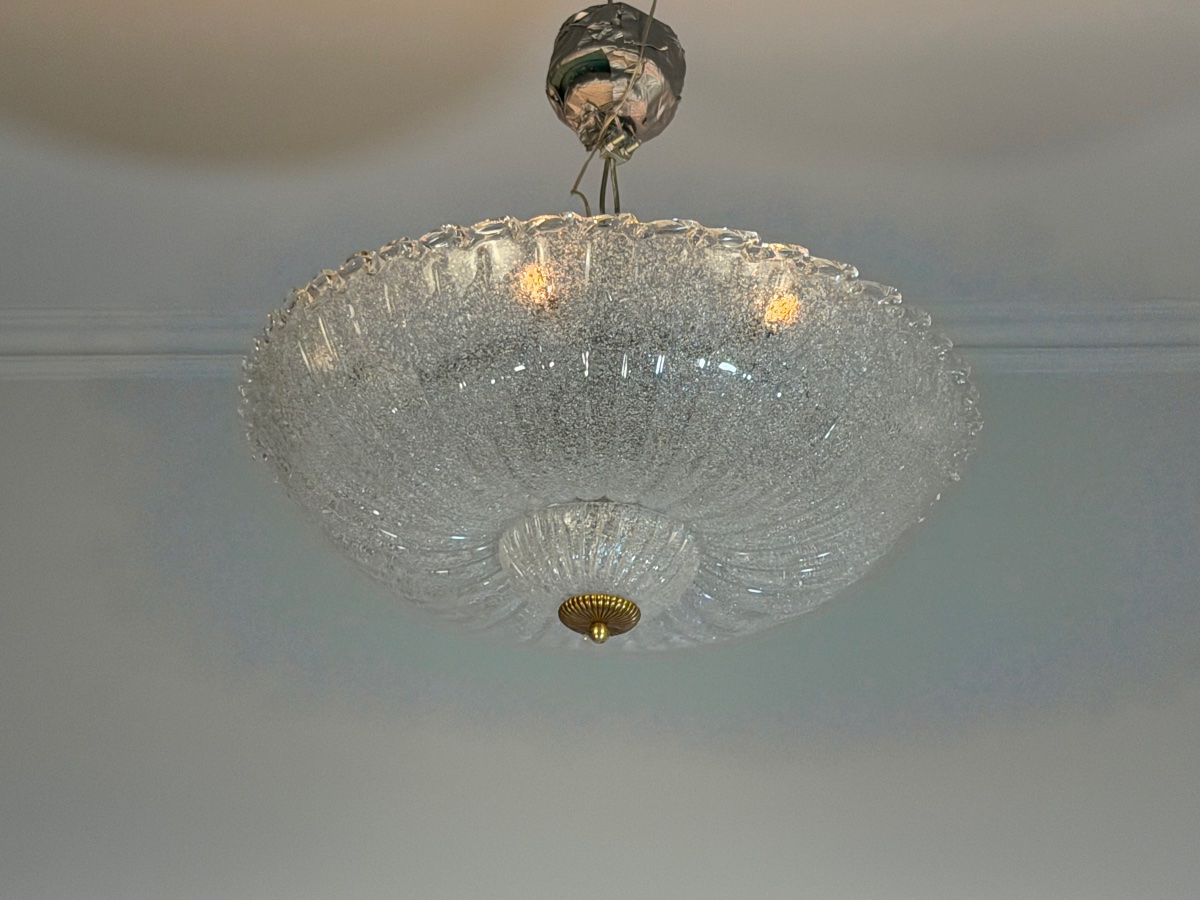 Lustre plafonnier vénitien en verre de Murano, vers 1940-photo-4