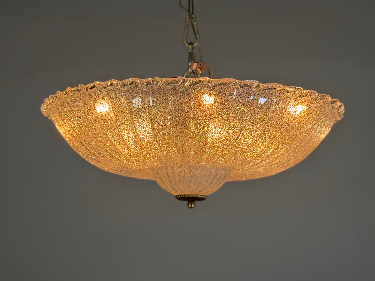 Lustre plafonnier vénitien en verre de Murano, vers 1940-photo-4