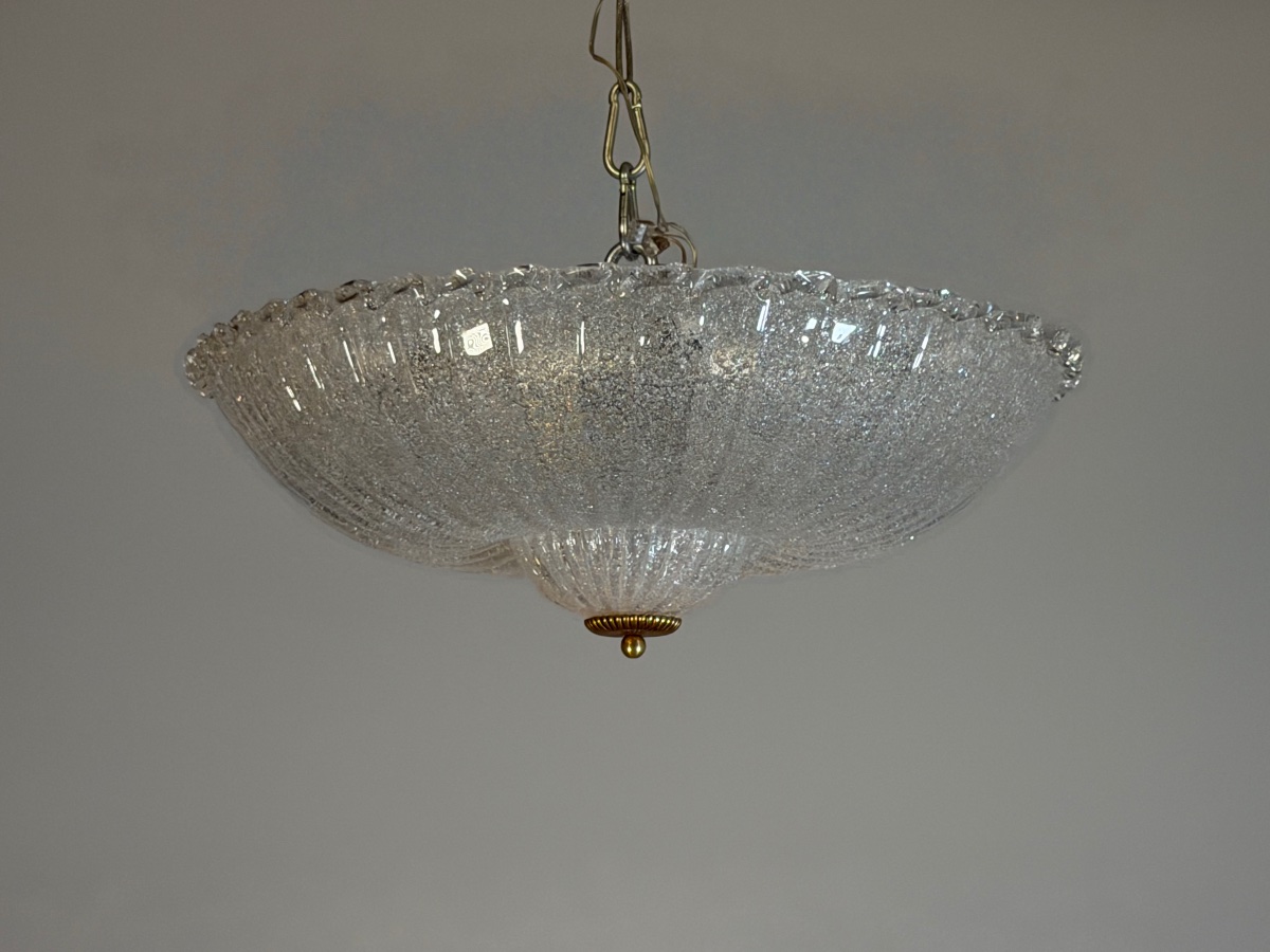 Lustre plafonnier vénitien en verre de Murano, vers 1940-photo-5