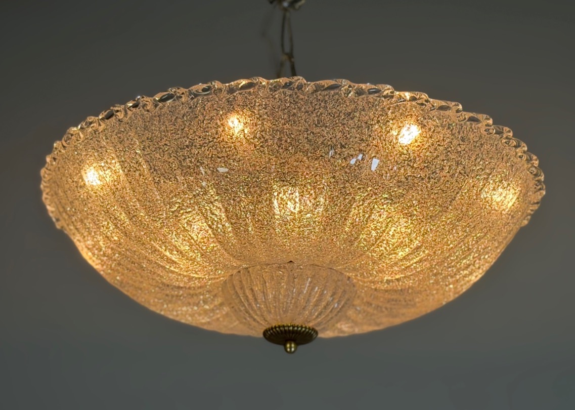 Lustre plafonnier vénitien en verre de Murano, vers 1940