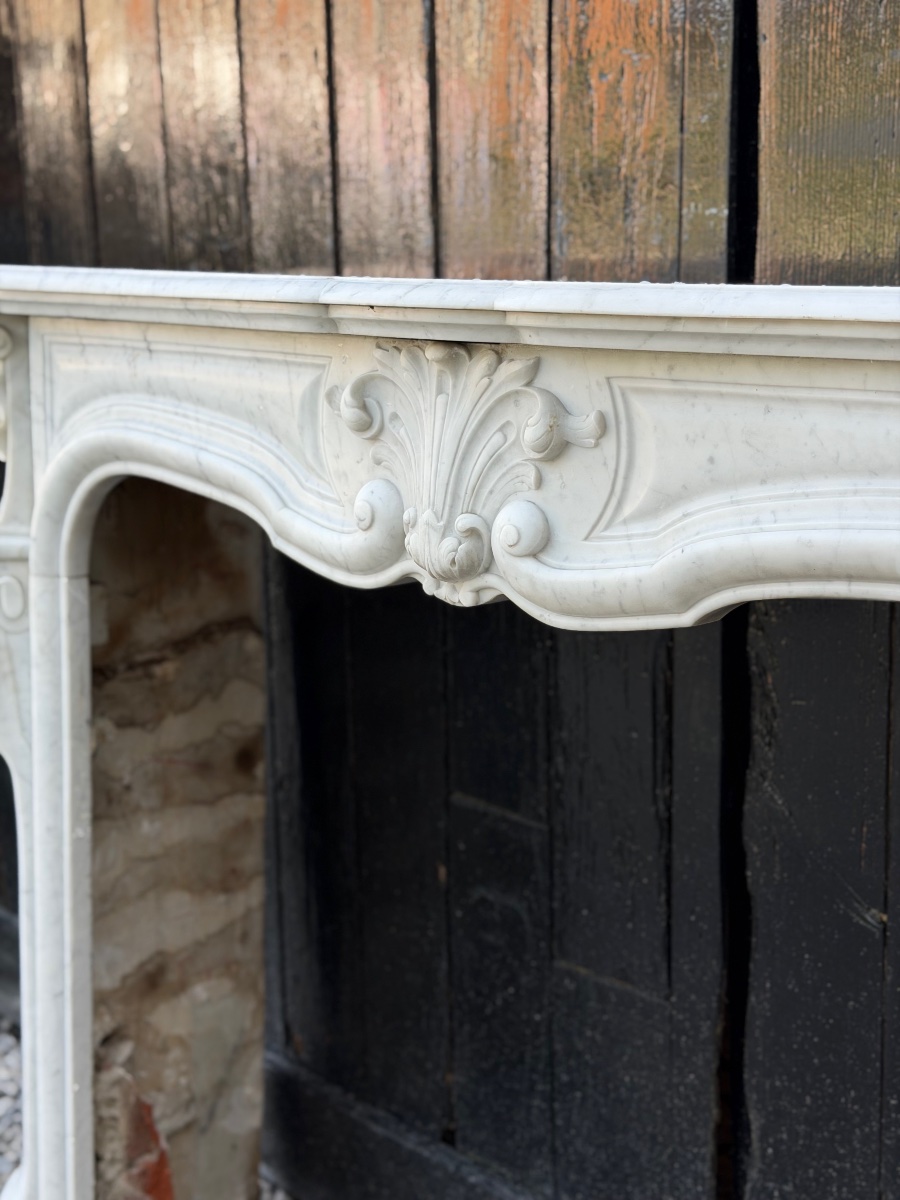 Louis XV-style Fireplace Made Of Carrara Marble, Circa 1900-photo-2