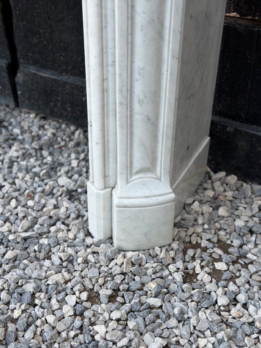Louis XV-style Fireplace Made Of Carrara Marble, Circa 1900-photo-4