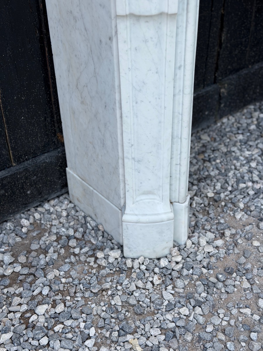 Louis XV-style Fireplace Made Of Carrara Marble, Circa 1900-photo-4