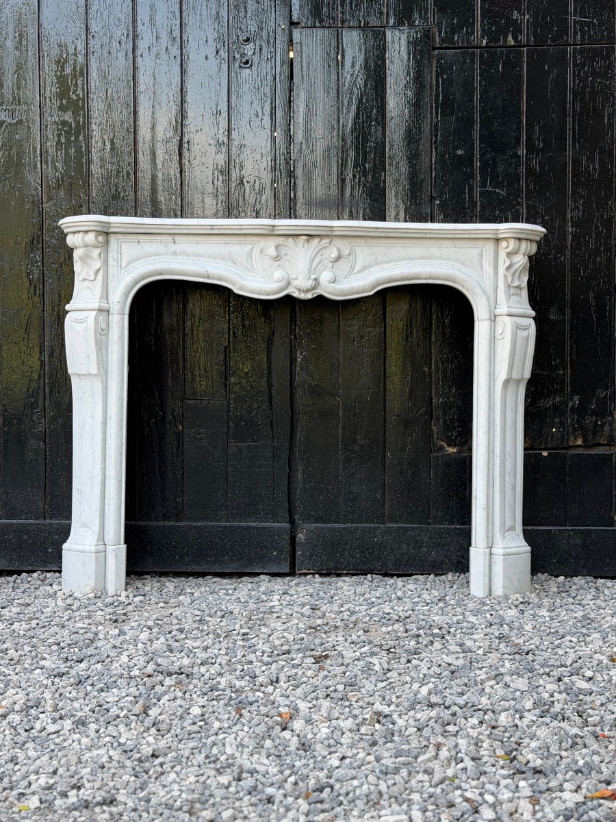 Louis XV-style Fireplace Made Of Carrara Marble, Circa 1900-photo-5