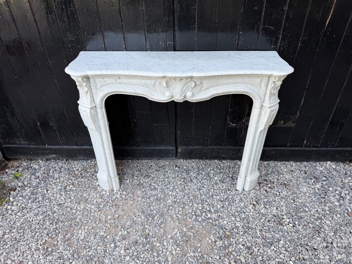 Louis XV-style Fireplace Made Of Carrara Marble, Circa 1900-photo-6