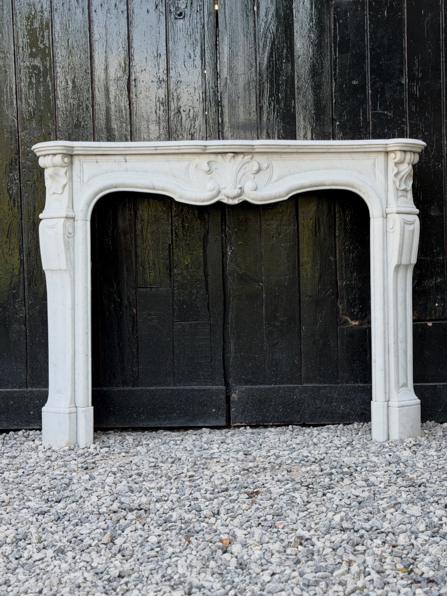 Louis XV-style Fireplace Made Of Carrara Marble, Circa 1900-photo-7
