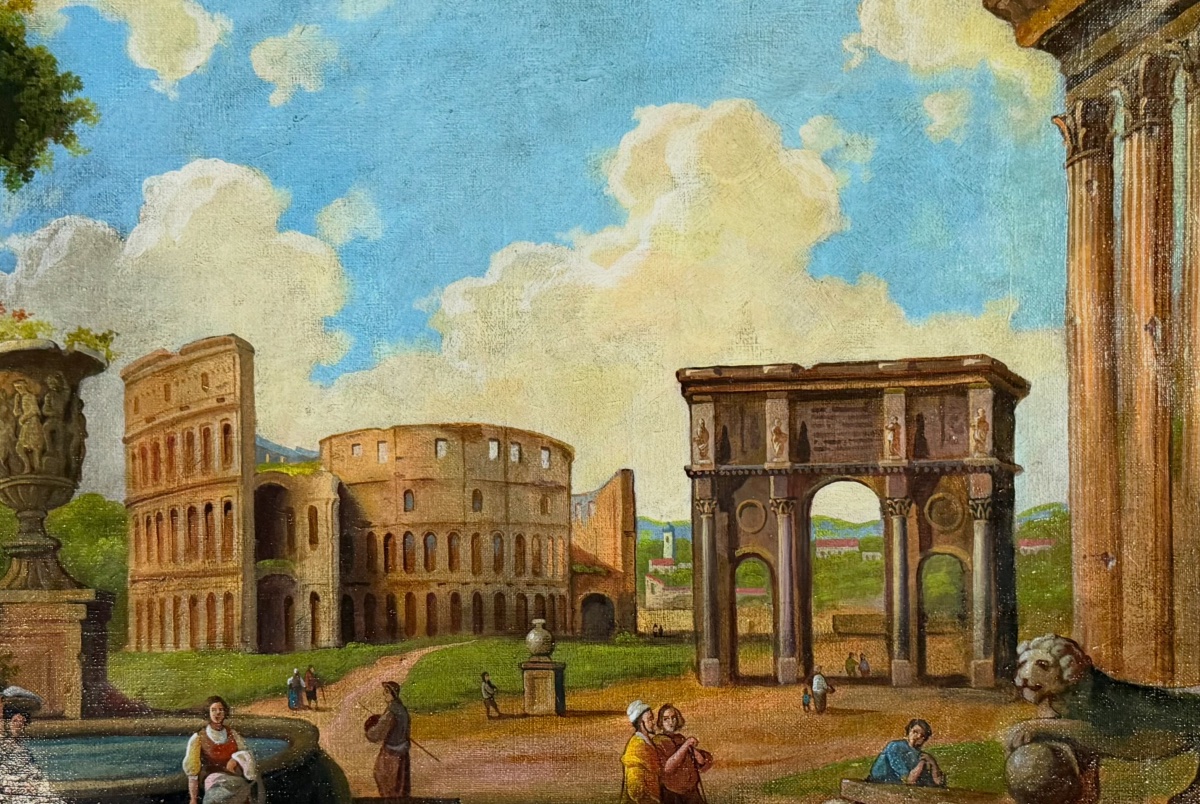 “the Forum,” A Naïve And Romantic Vision Of Roman Ruins, Italy, 19th Century -photo-3