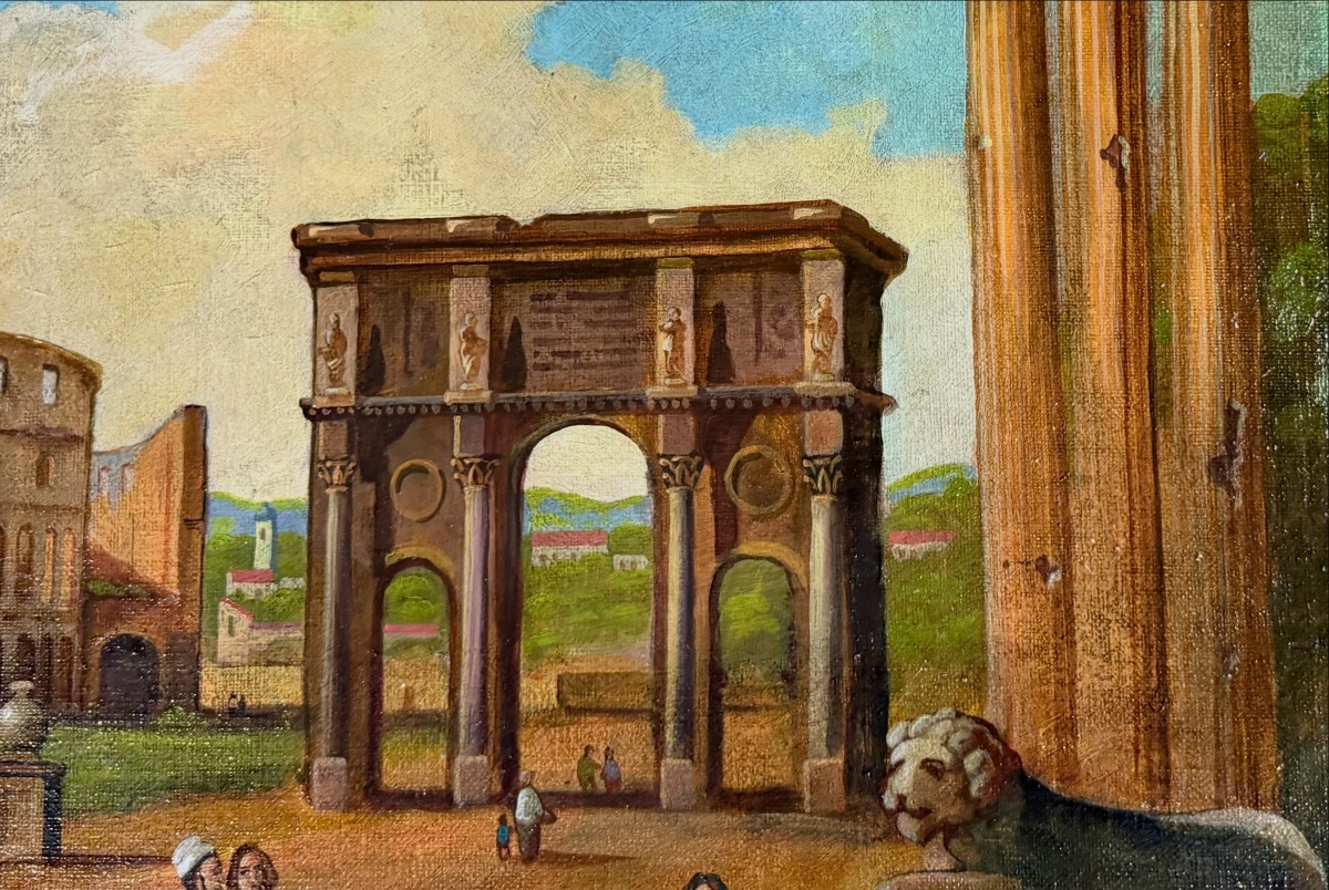 “the Forum,” A Naïve And Romantic Vision Of Roman Ruins, Italy, 19th Century -photo-4
