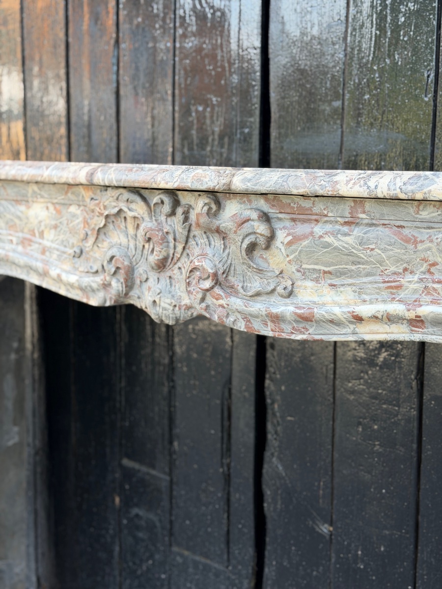 Louis XV Fireplace Made Of Gray Ardennes Marble, 18th Century -photo-4