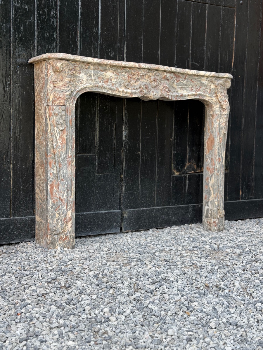 Louis XV Fireplace Made Of Gray Ardennes Marble, 18th Century -photo-4
