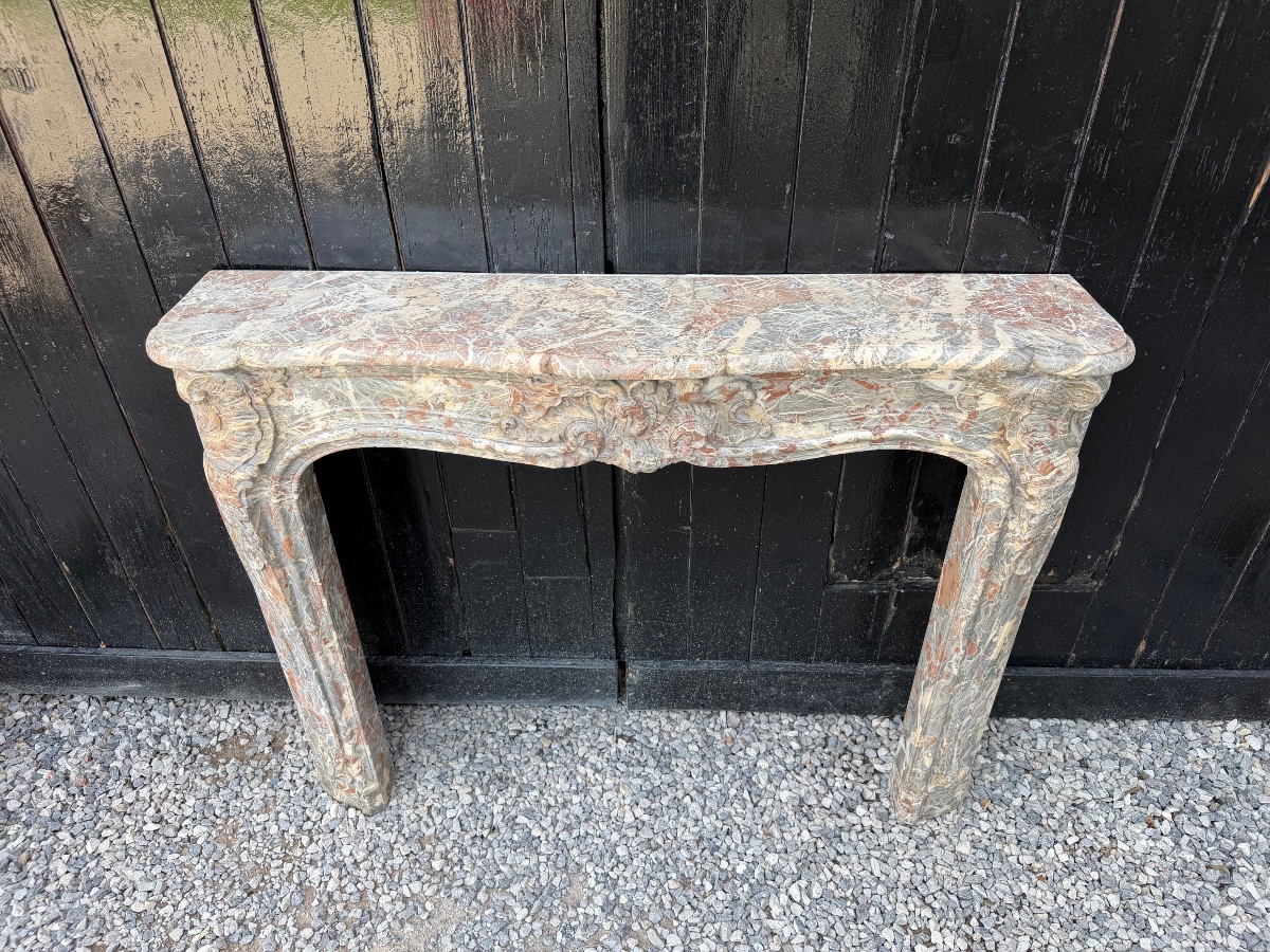 Louis XV Fireplace Made Of Gray Ardennes Marble, 18th Century -photo-6