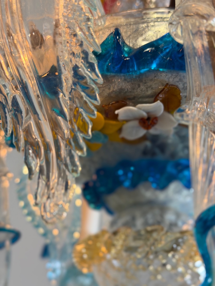Multicolored Murano Glass Rezzonico Venetian Chandelier, Circa 1900 -photo-3
