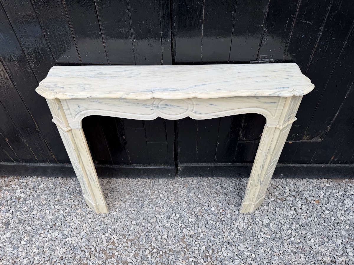 Pompadour-style Fireplace In Pale Yellow Marble, Circa 1900-photo-6