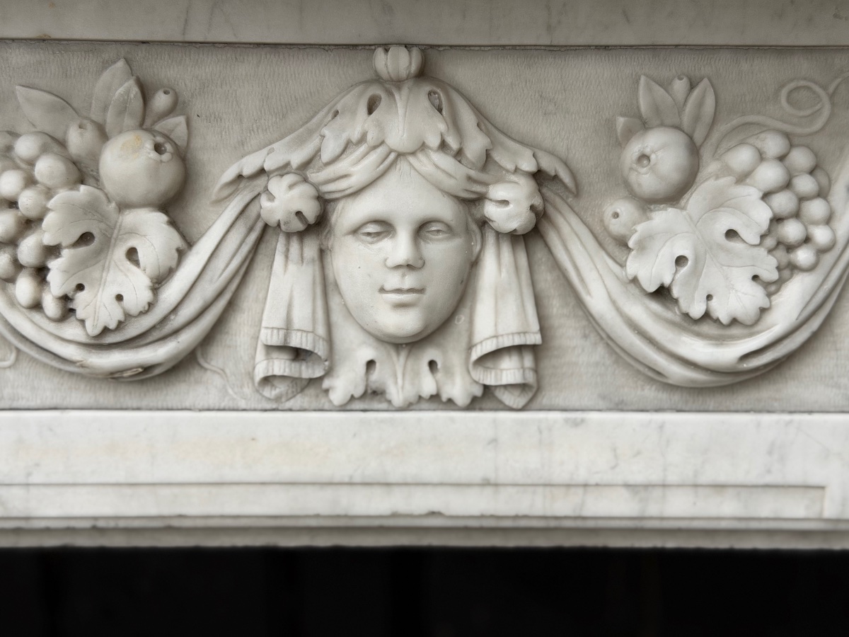  Louis XVI-style Fireplace Made Of Carrara Marble, 18th Century-photo-4
