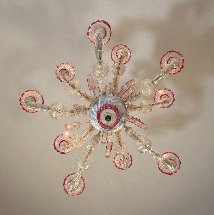 Rezzonico Venetian Chandelier Made Of Clear And Red Murano Glass, Circa 1900-photo-7