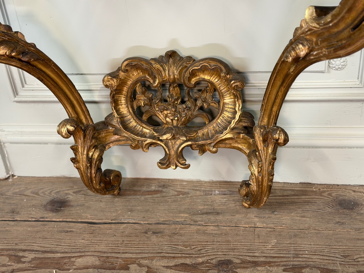 Louis XV-style Console Table In Carved And Gilded Wood, Circa 1880-photo-2