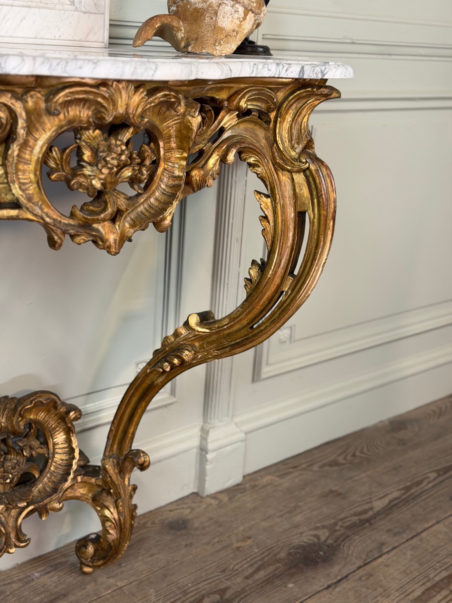 Louis XV-style Console Table In Carved And Gilded Wood, Circa 1880-photo-6