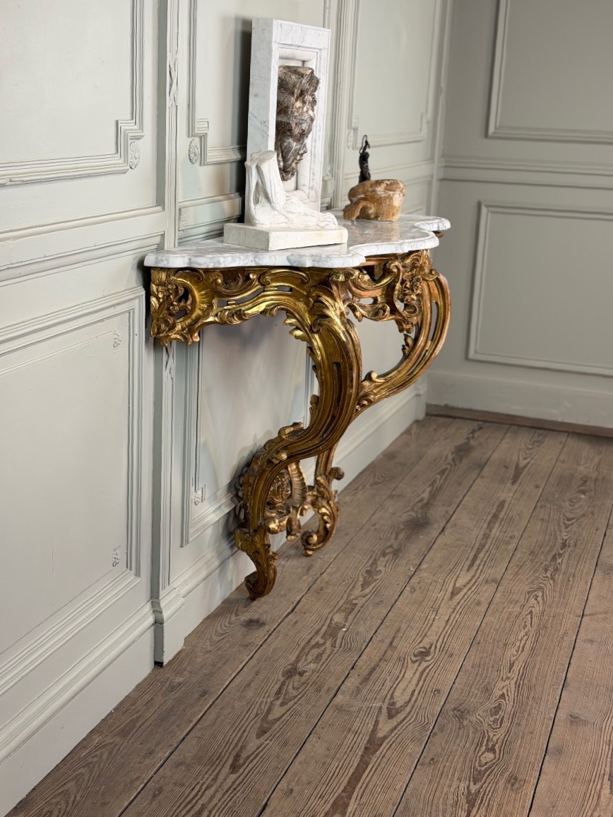 Louis XV-style Console Table In Carved And Gilded Wood, Circa 1880-photo-8