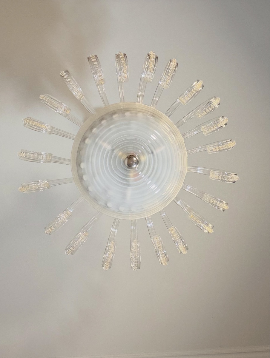 Large Art Deco Chandelier Made Of Murano Glass, Likely By Seguso, Circa 1930-photo-2