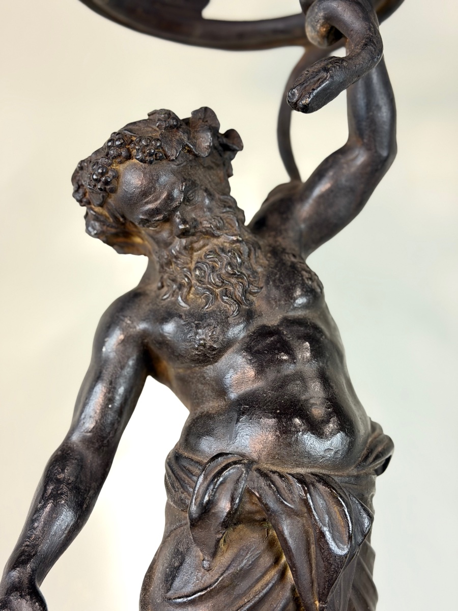 Drunken Silenus, Bronze With Black Patina, After An Ancient Model, Circa 1880-photo-3