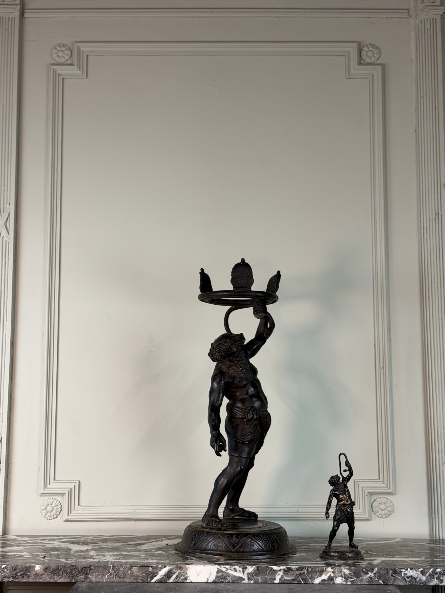Drunken Silenus, Bronze With Black Patina, After An Ancient Model, Circa 1880-photo-4