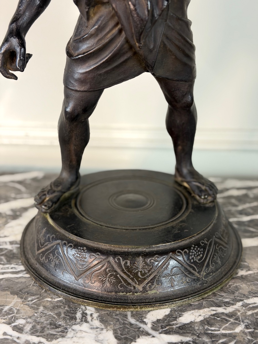 Drunken Silenus, Bronze With Black Patina, After An Ancient Model, Circa 1880-photo-7