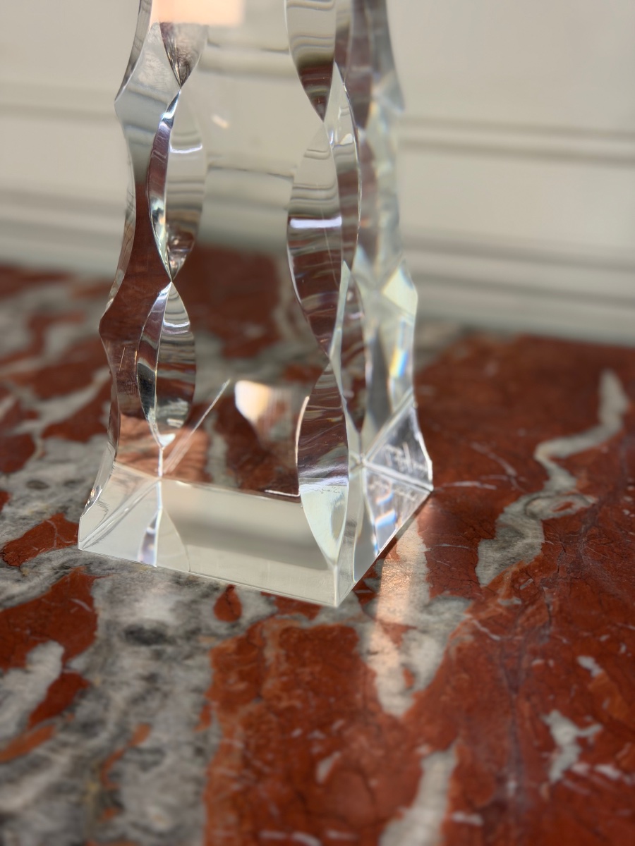 Two Obelisks Made Of Cut Crystal, Signed "archimede Seguso Murano" On The Bottom, Circa 1950-photo-4