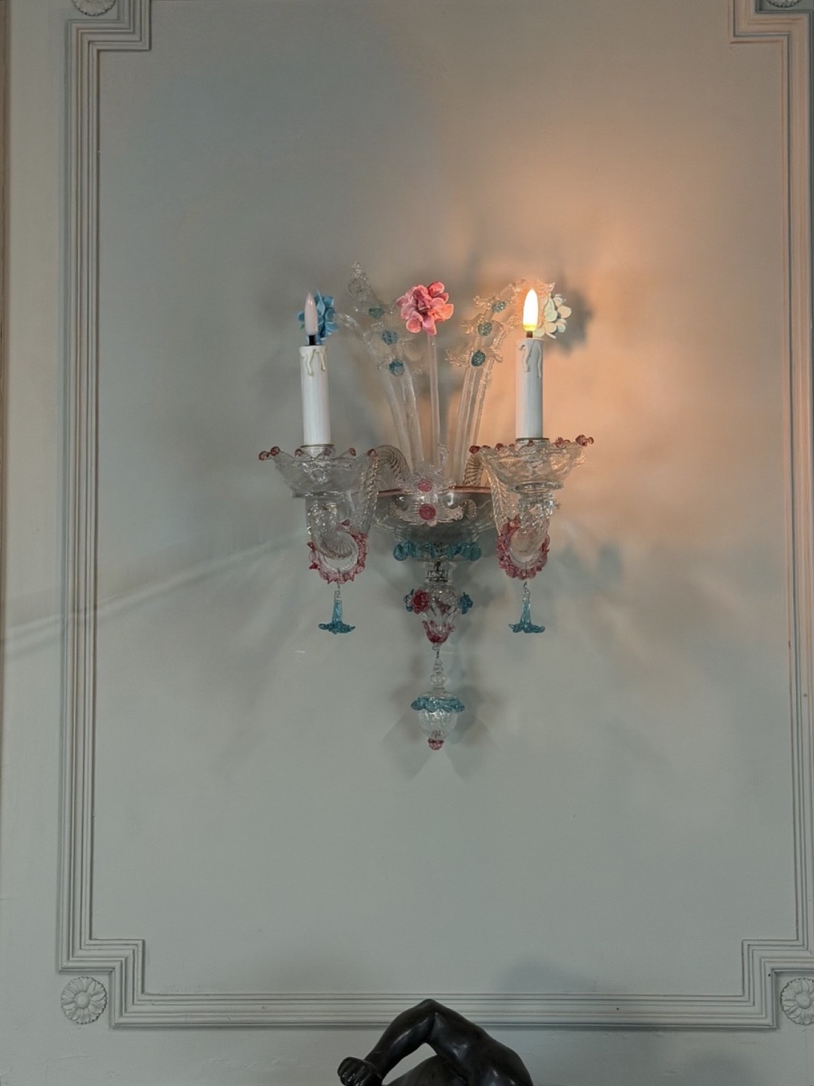 Une applique vénitienne en verre de Murano multicolore vers 1920-photo-8