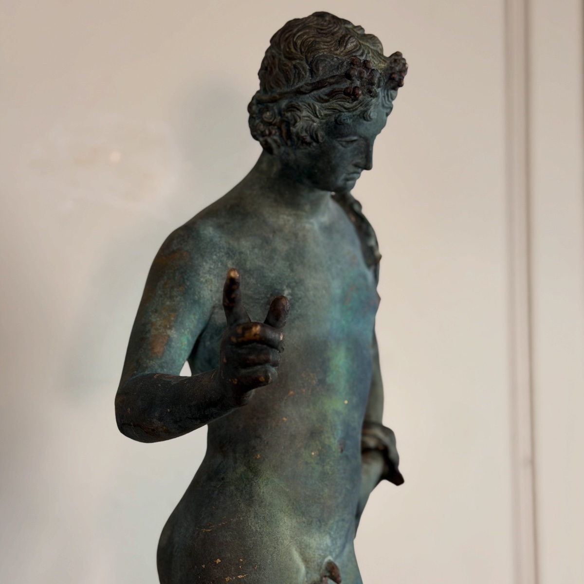 Narcisse, bronze d’après l’Antique, patine fouille, XIXeme siècle-photo-4