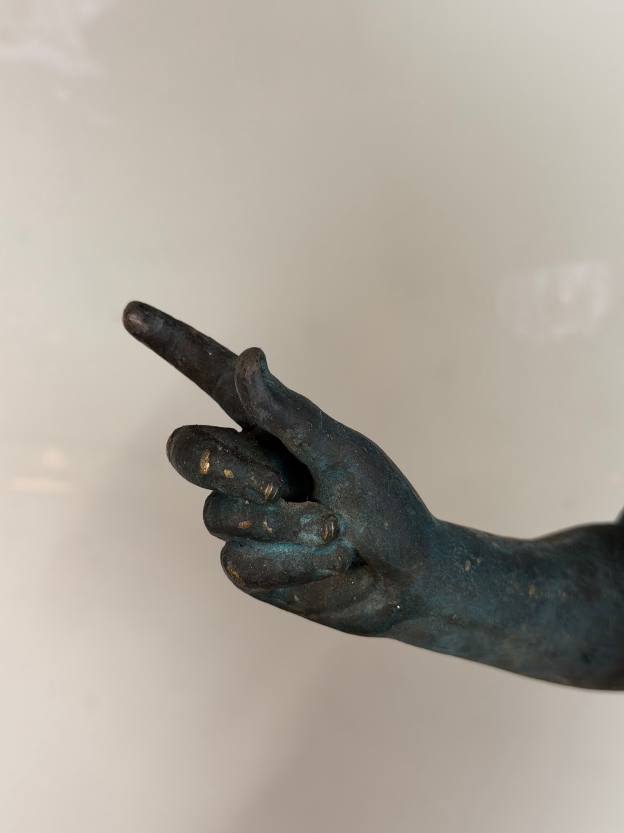 Narcisse, bronze d’après l’Antique, patine fouille, XIXeme siècle-photo-1