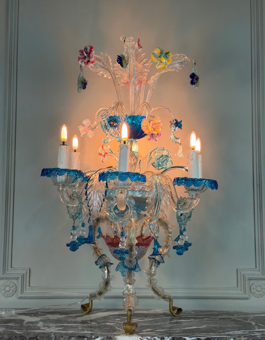 Multicolored Venetian Murano Glass Chandelier, Circa 1920-photo-2