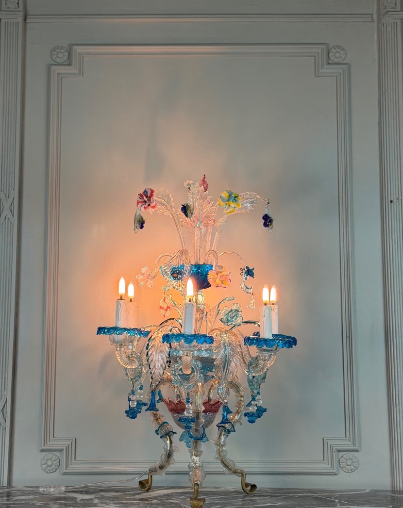 Multicolored Venetian Murano Glass Chandelier, Circa 1920