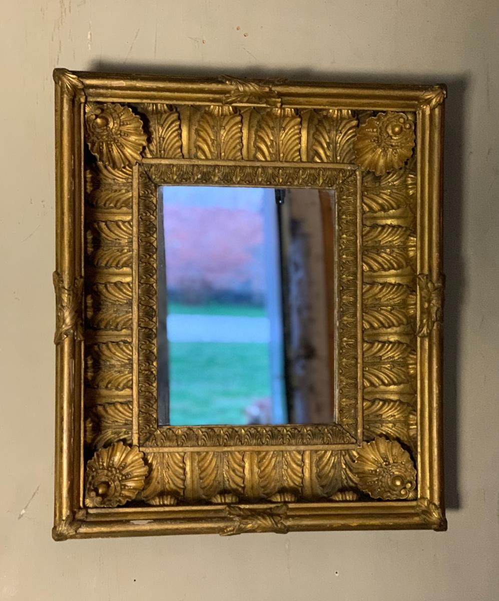 Carved Golden Wood Frame, Early XIXth Century-photo-1