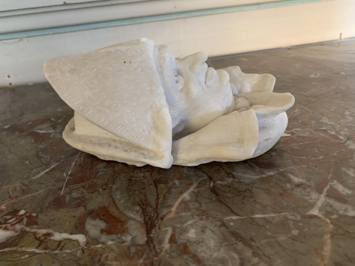 Marble Sculpture, Head Of Man In Hat-photo-2