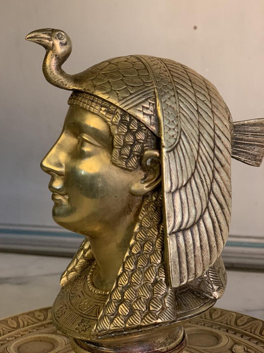 Inkwell In Gilt Bronze, Egyptomania-photo-1