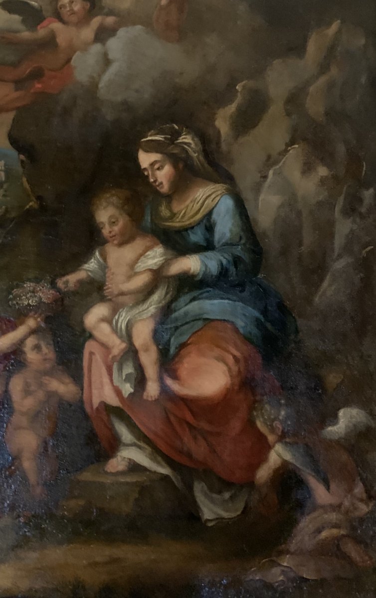 Huile Sur Toile, Scène Religieuse Fin XVIIème Siècle -photo-4