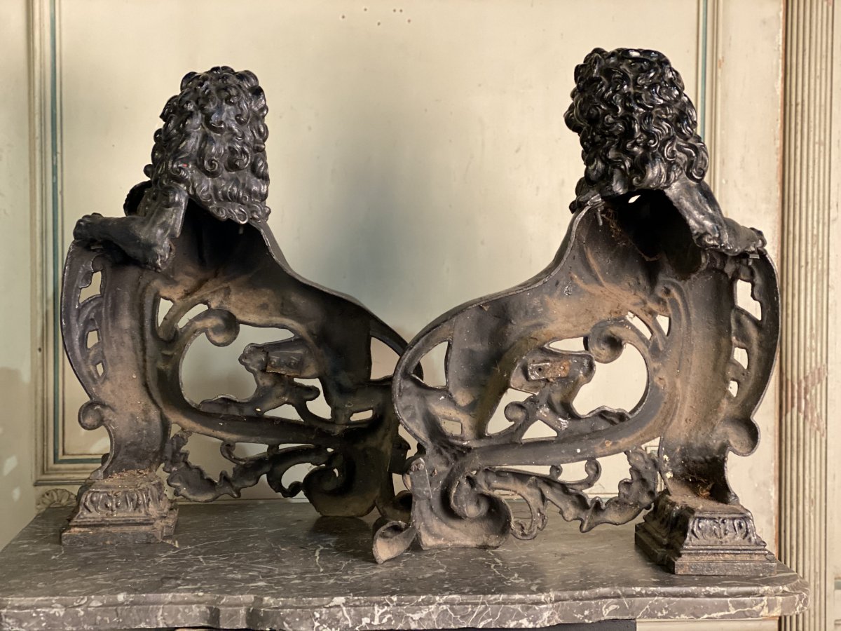 Pair Of Cast Iron Andirons-photo-3